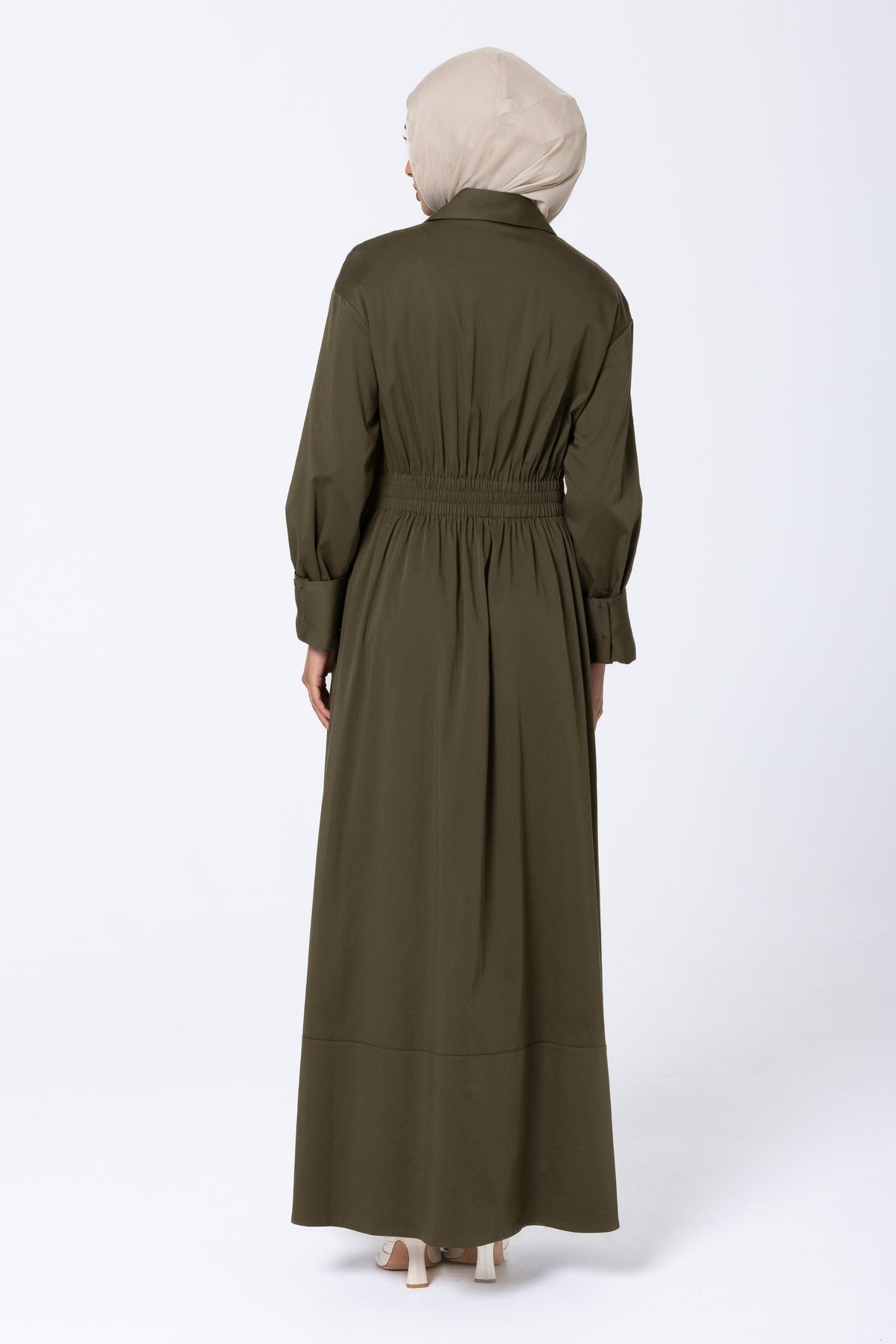 Aaliyah Cotton Shirt Dress - Olive