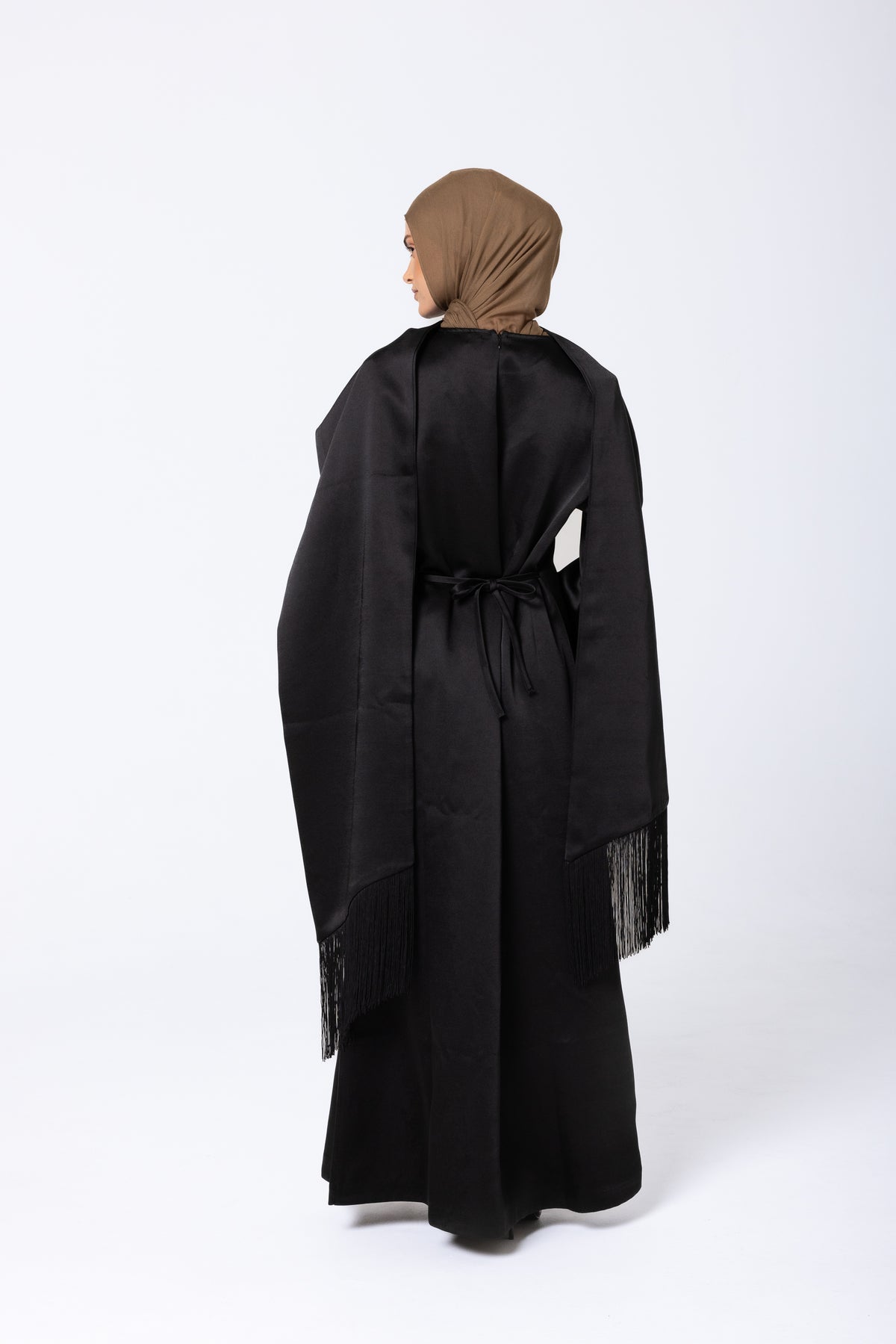 Stella Tassel Scarf Dress - Black