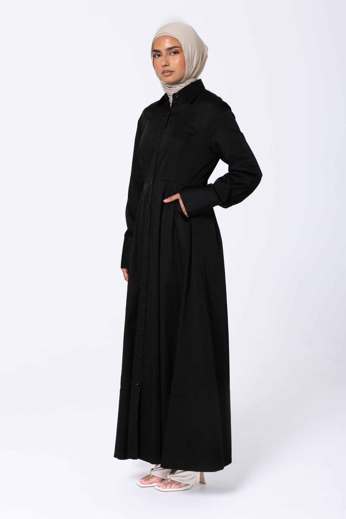 Aaliyah Cotton Shirt Dress - Black