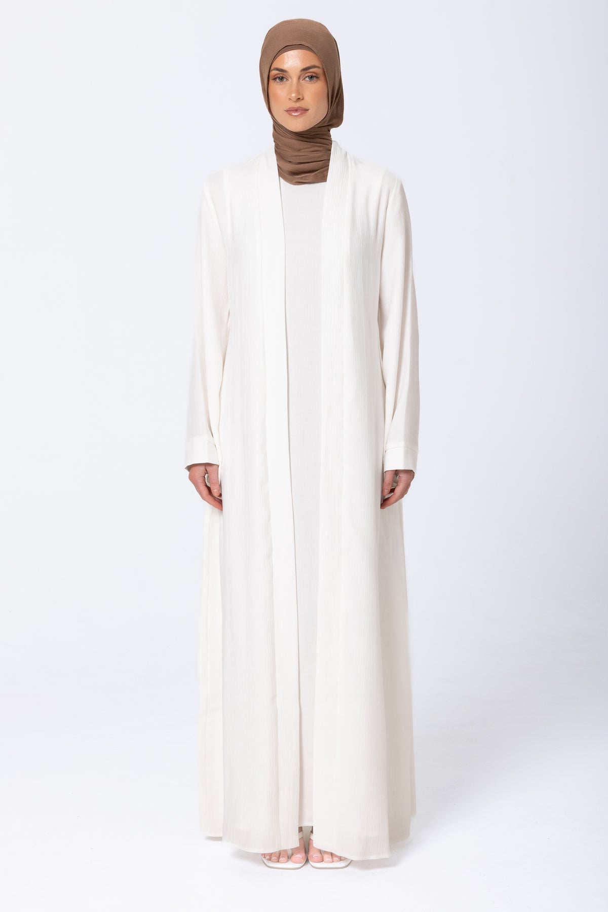 Leen Open Abaya Set - White