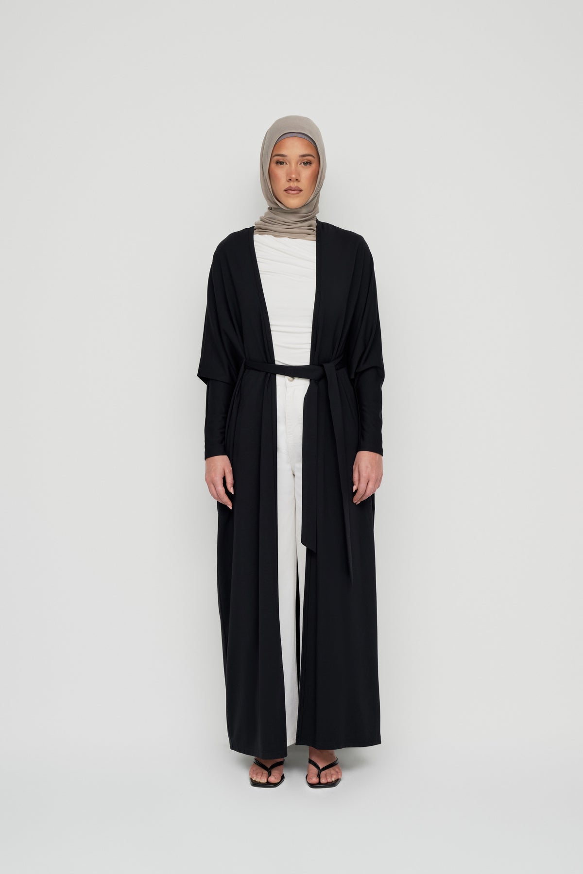 Modal Batwing Tie Abaya - Black