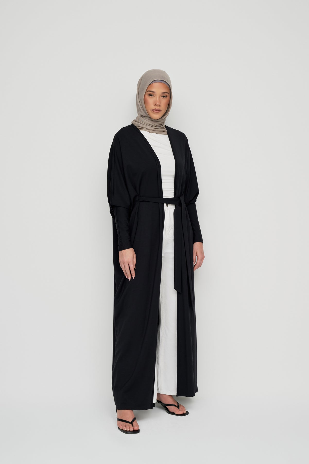 Modal Batwing Tie Abaya - Black