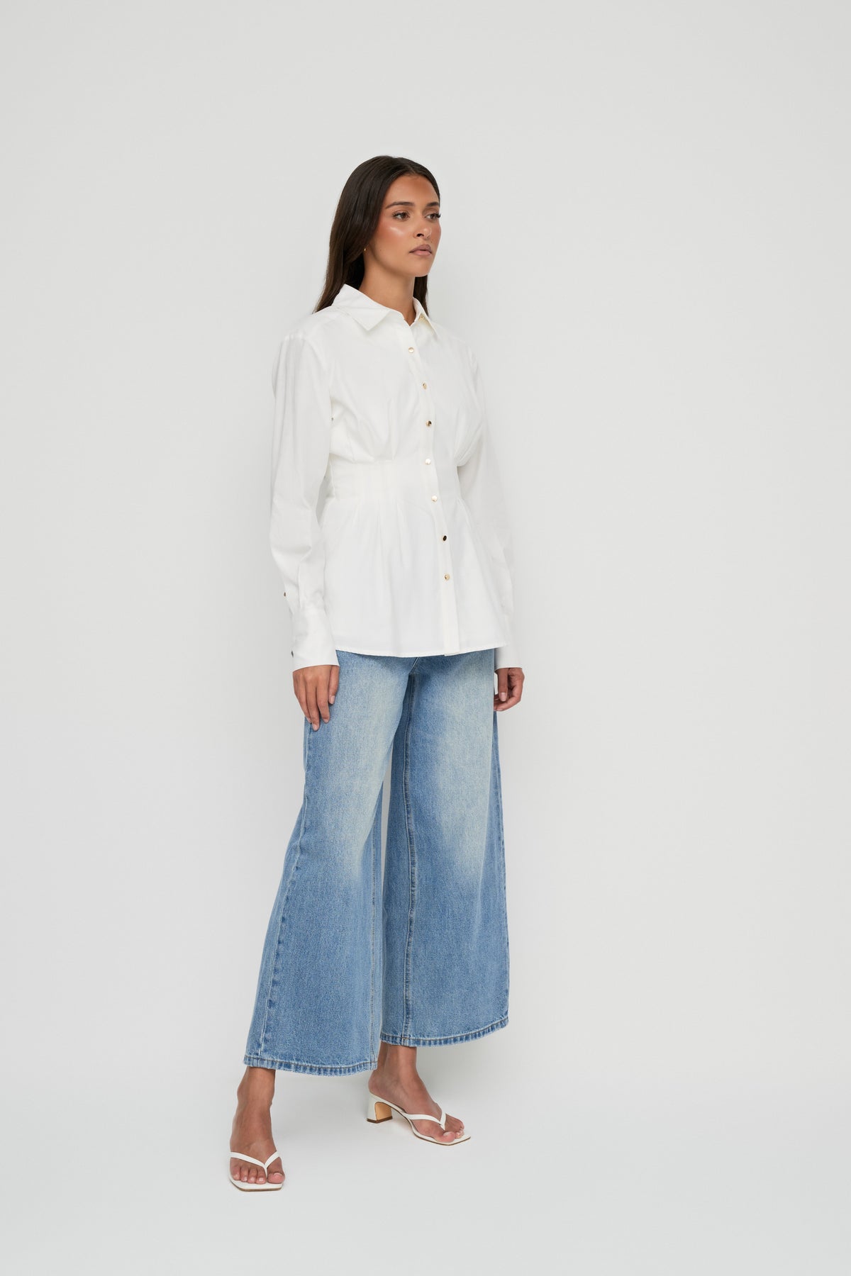 Tanya Tencel Pleat Shirt - Cotton White
