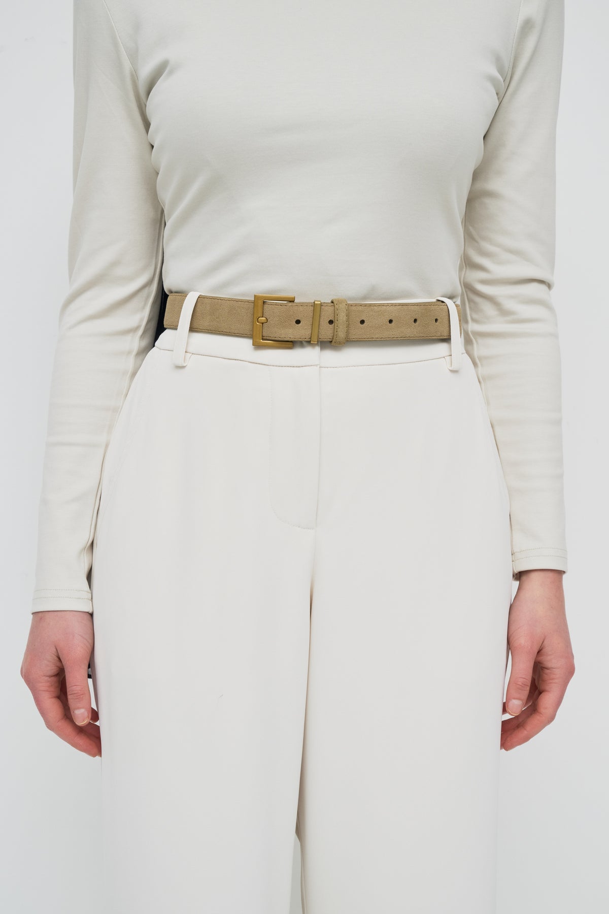 Classic Thin Buckle Belt - Taupe