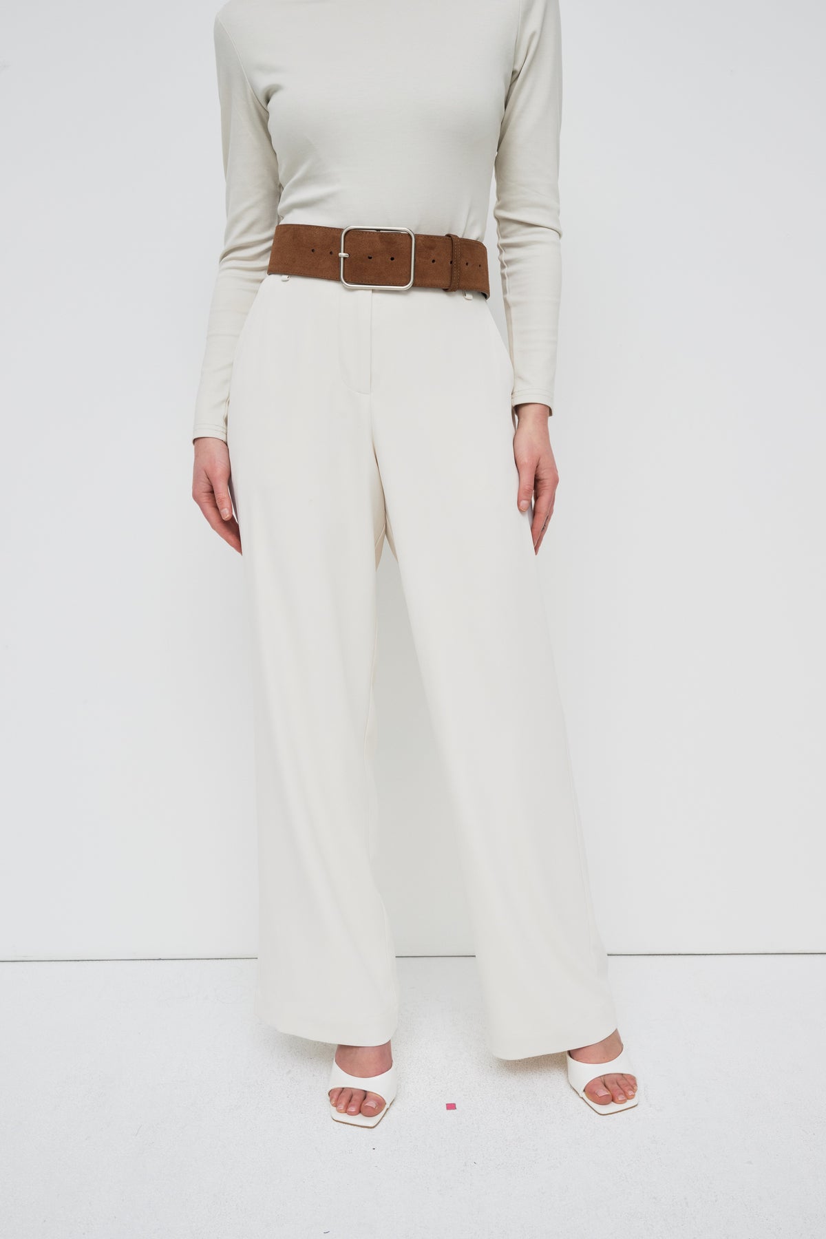 Classic Silver Buckle Belt - Camel