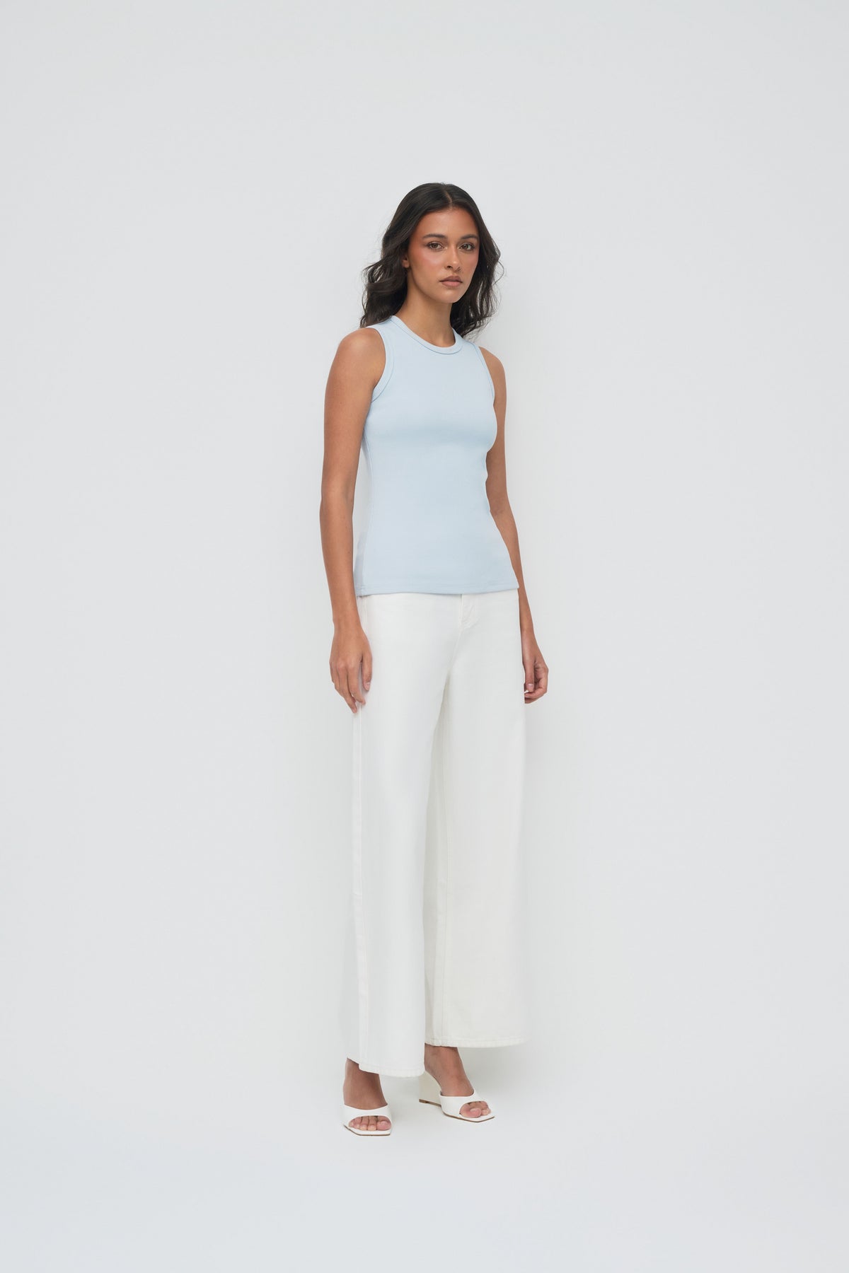 Core Ribbed Tank - Sky
