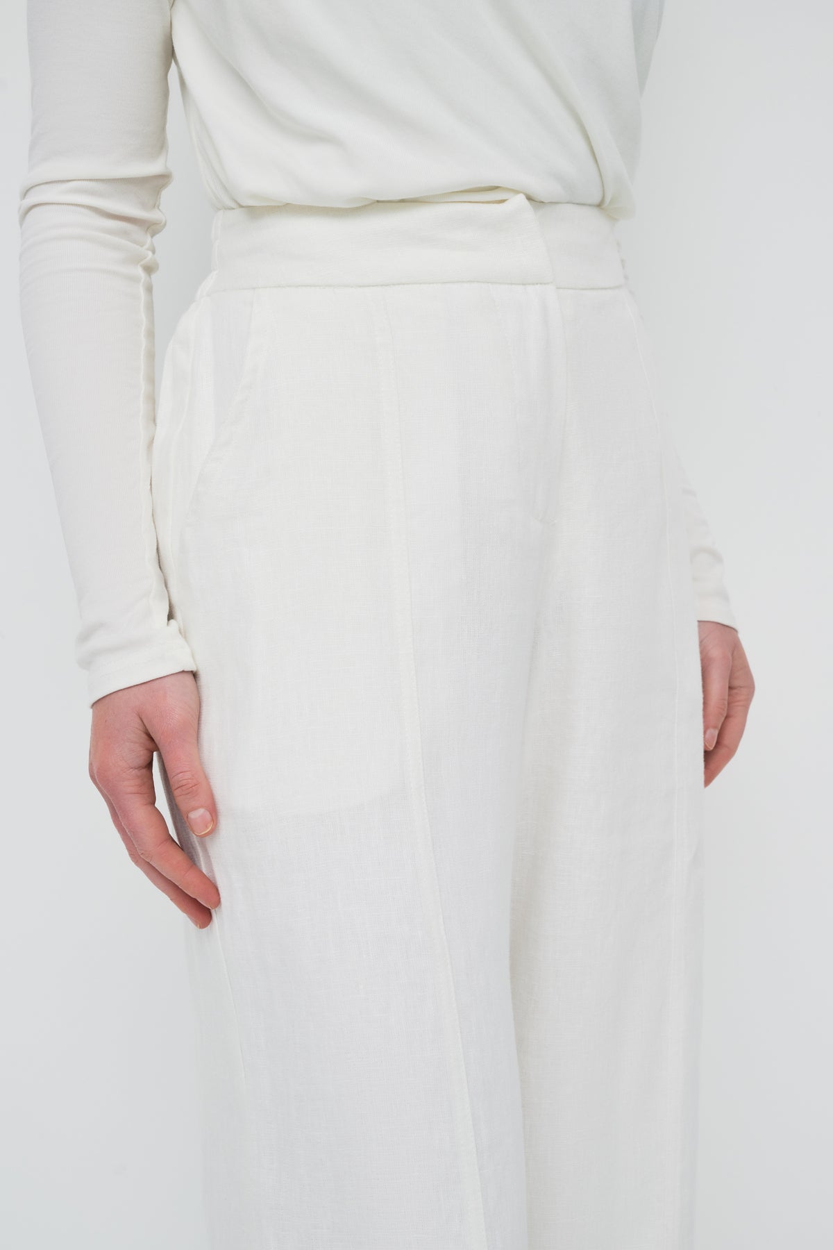 Anaya Wide Leg Pants - Powder White