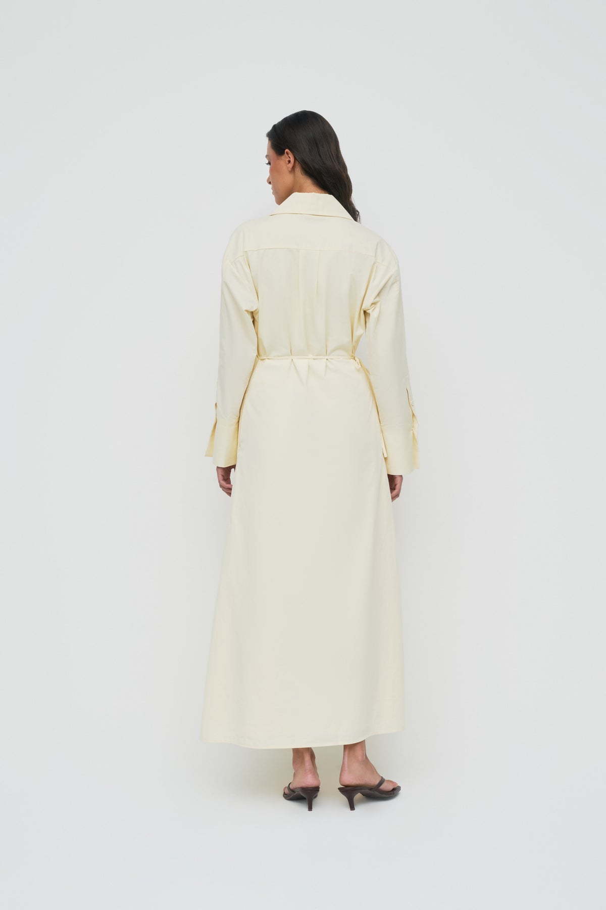 Asymmetric Poplin Wrap Dress - Butter