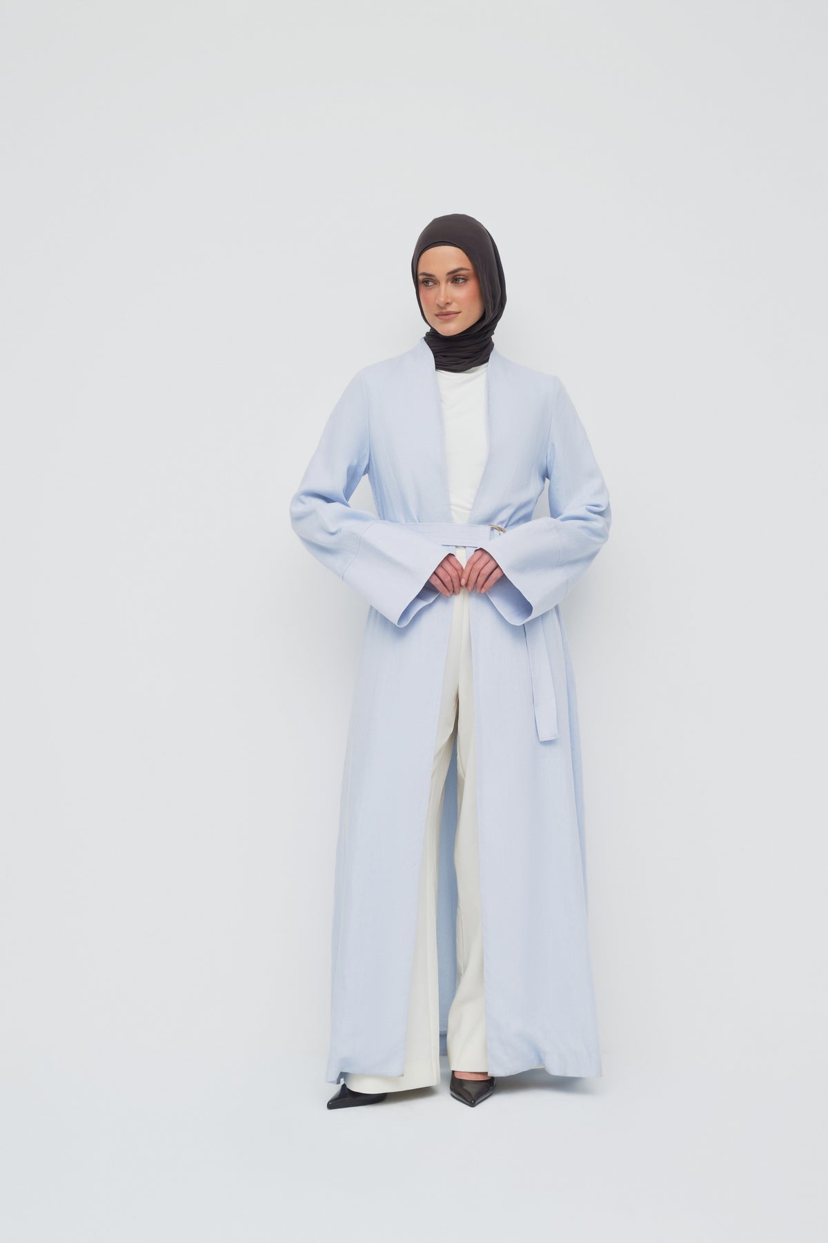 Lyra Tencel Open Abaya - Sky