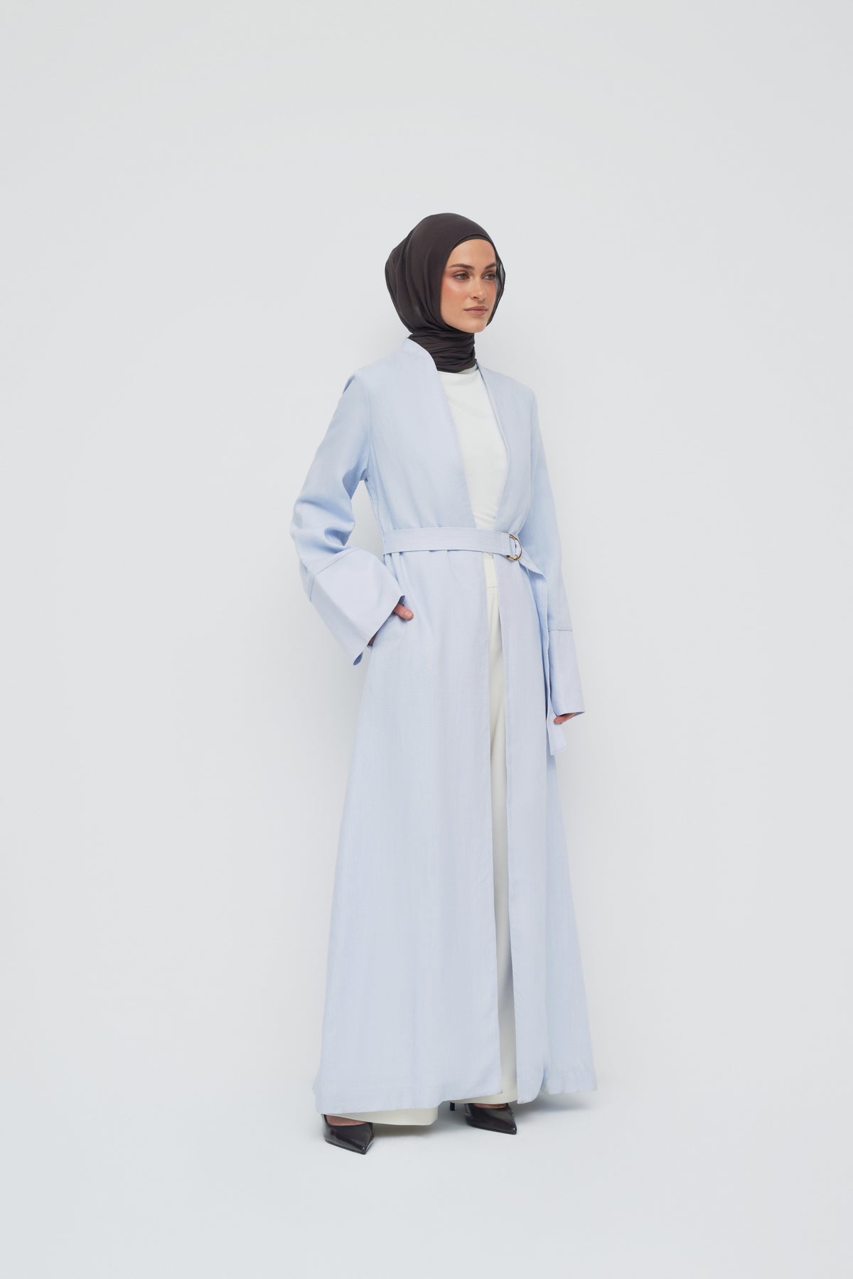 Lyra Tencel Open Abaya - Sky