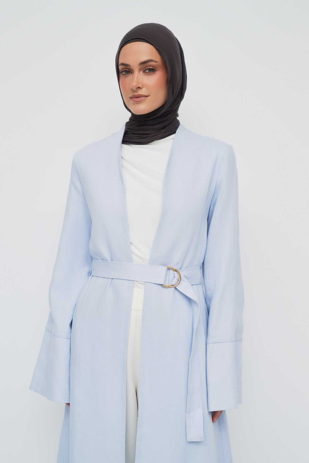 Lyra Tencel Open Abaya - Sky