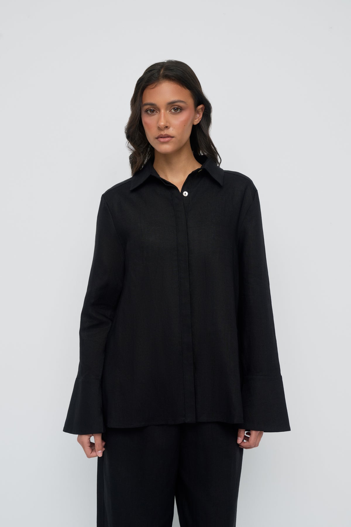 Gianna Button Up Shirt - Midnight Black