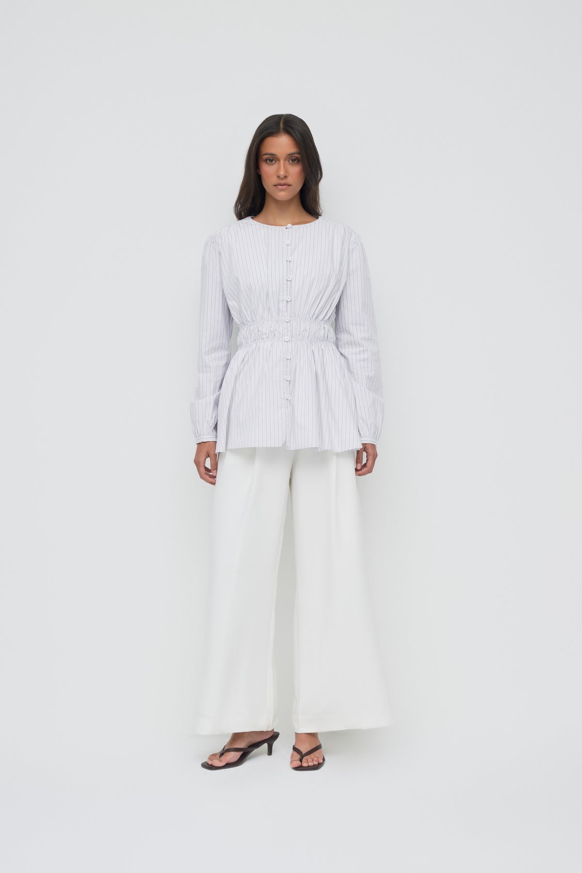 Alani Tiered Blouse - White Stripe