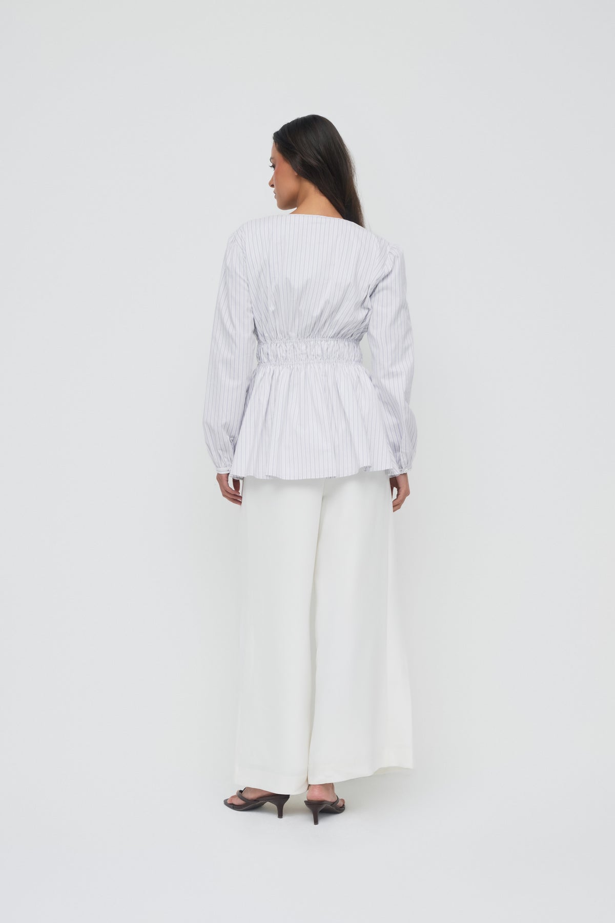 Alani Tiered Blouse - White Stripe