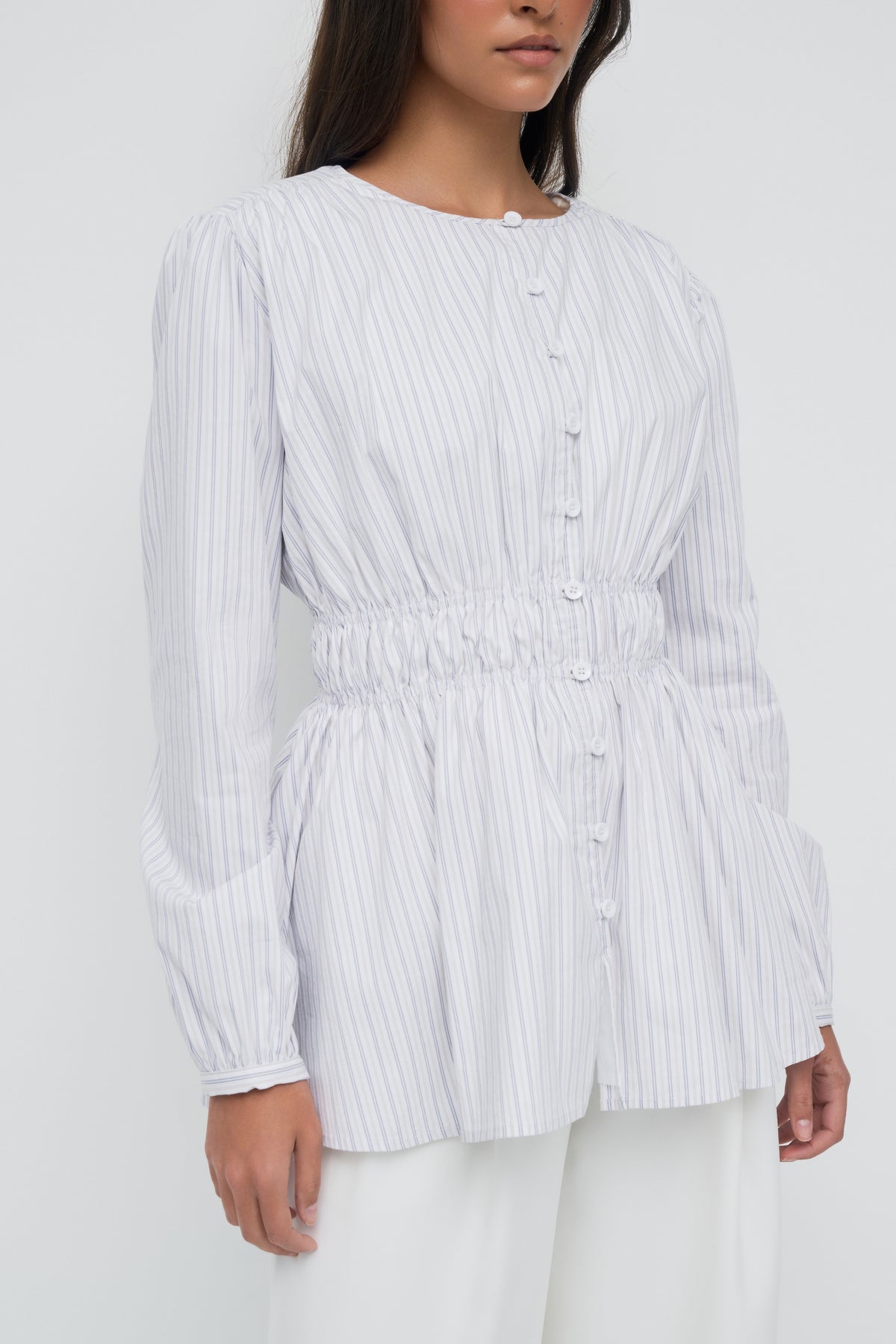 Alani Tiered Blouse - White Stripe