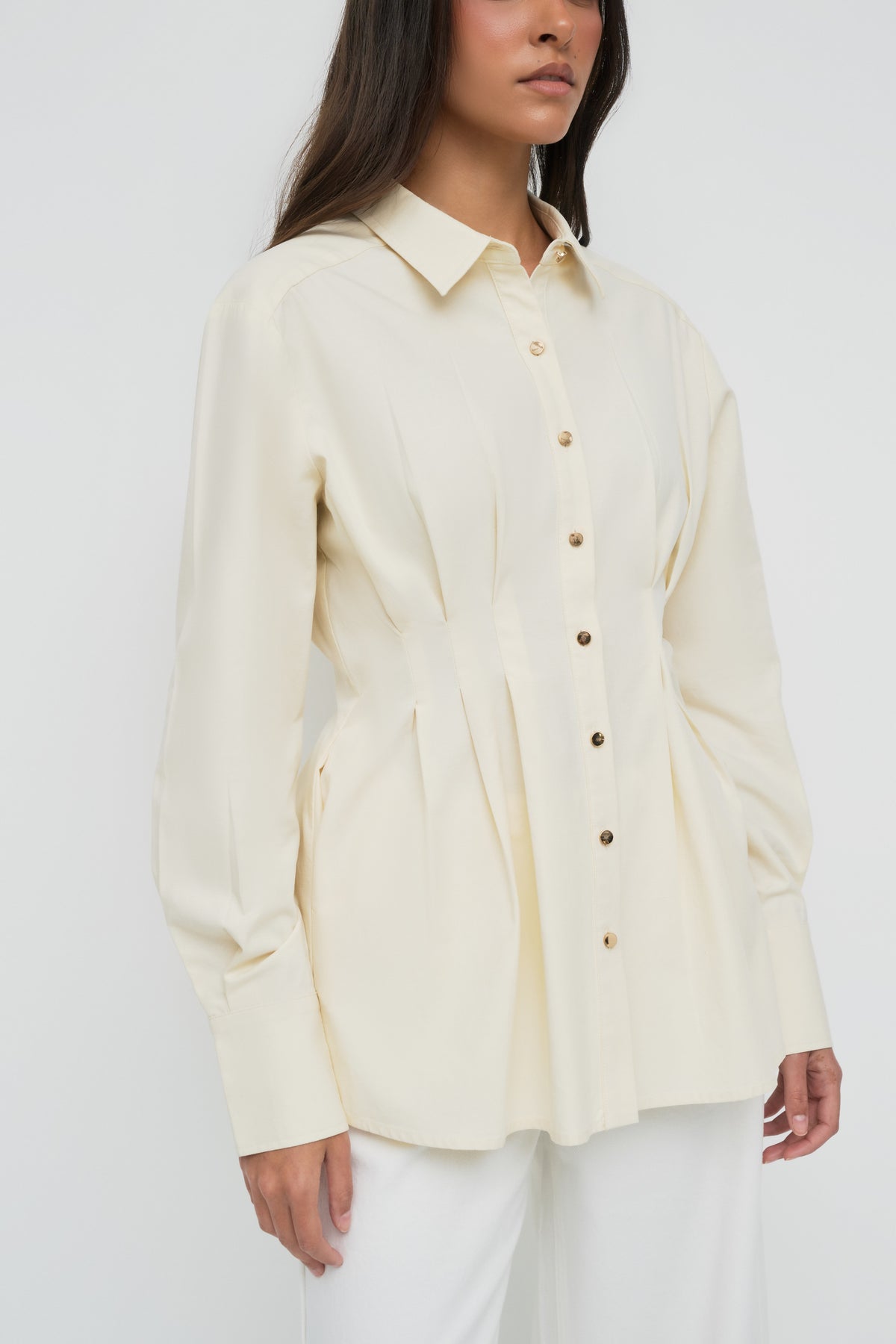 Tanya Tencel Pleat Shirt - French Vanilla