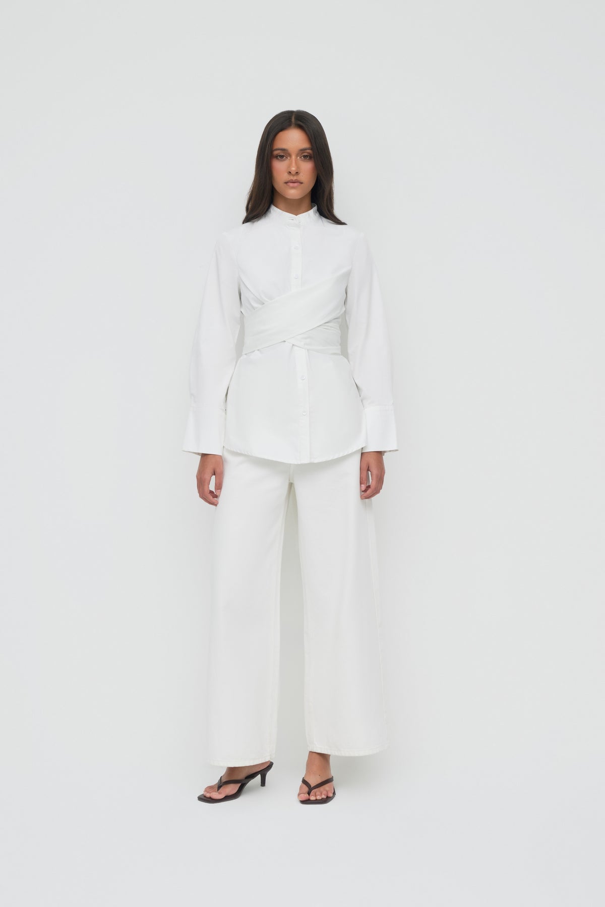 Crossover Cotton Shirt - White