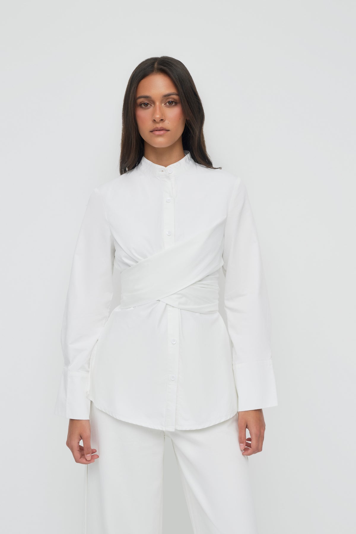 Crossover Cotton Shirt - White