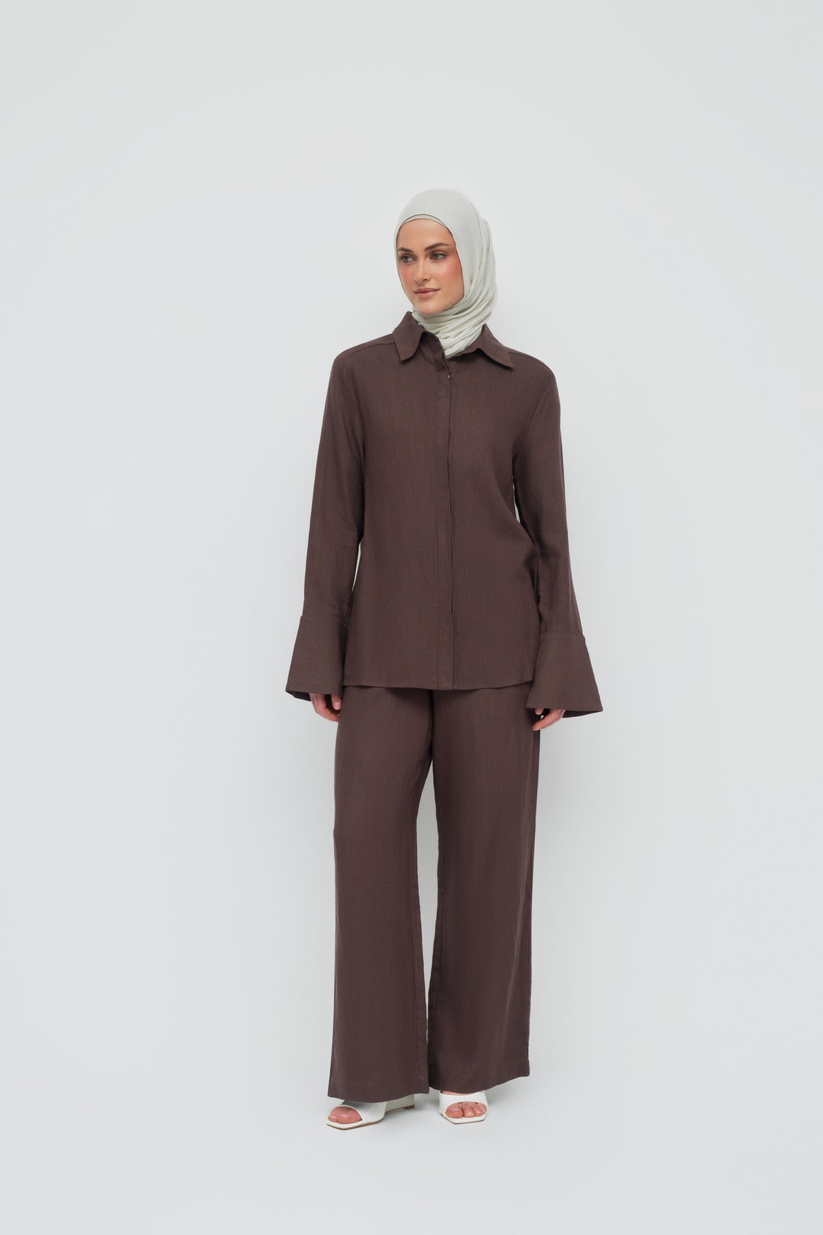 Gianna Button Up Shirt - Chocolate