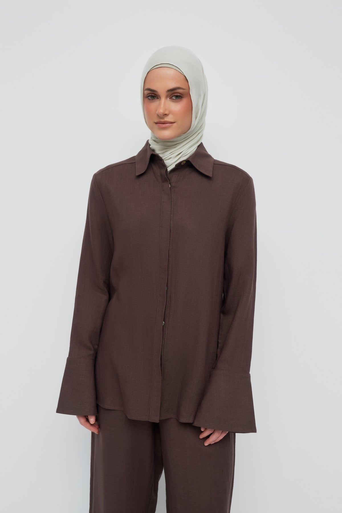 Gianna Button Up Shirt - Chocolate