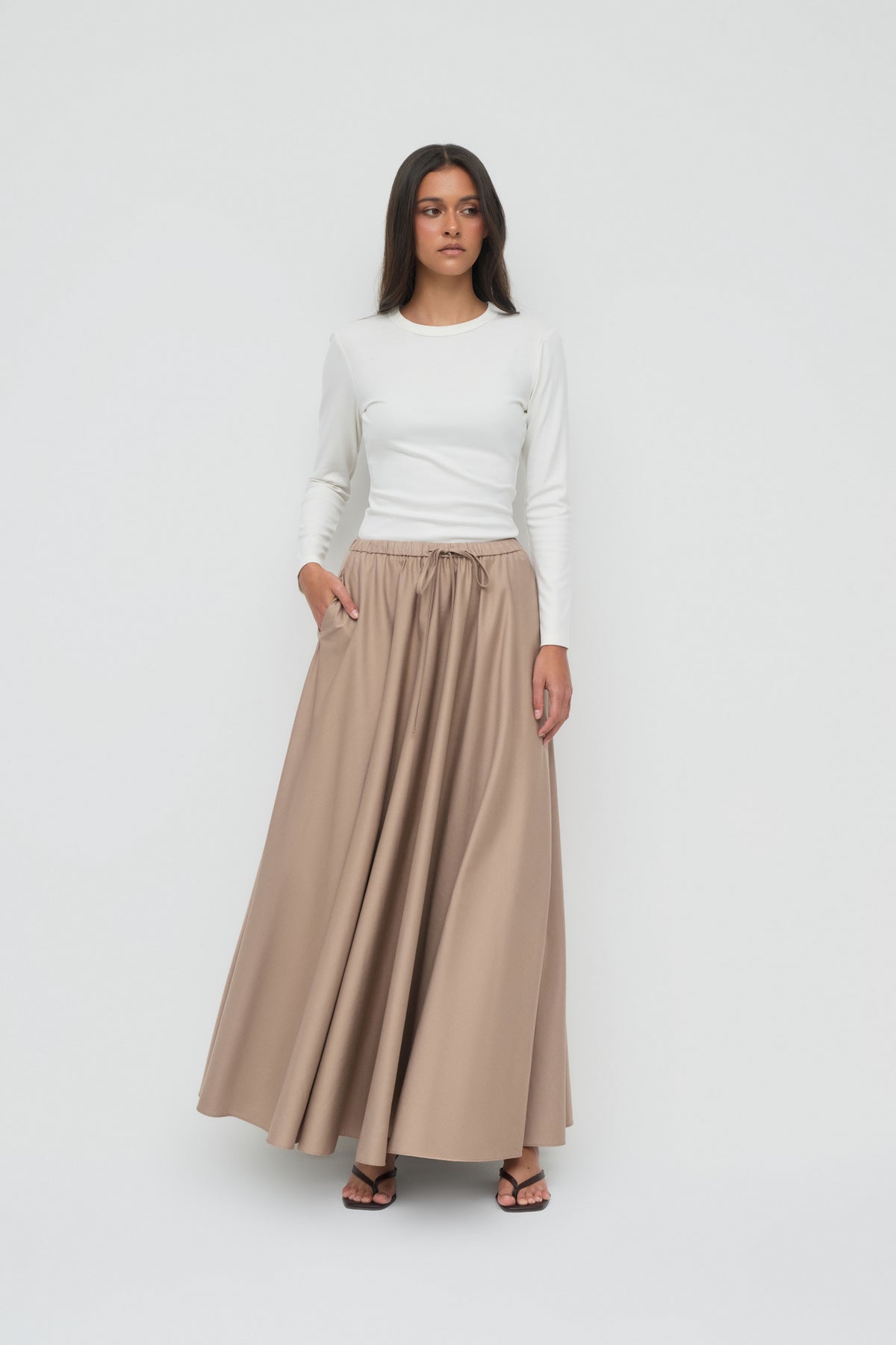 Azrina Maxi Skirt - Taupe
