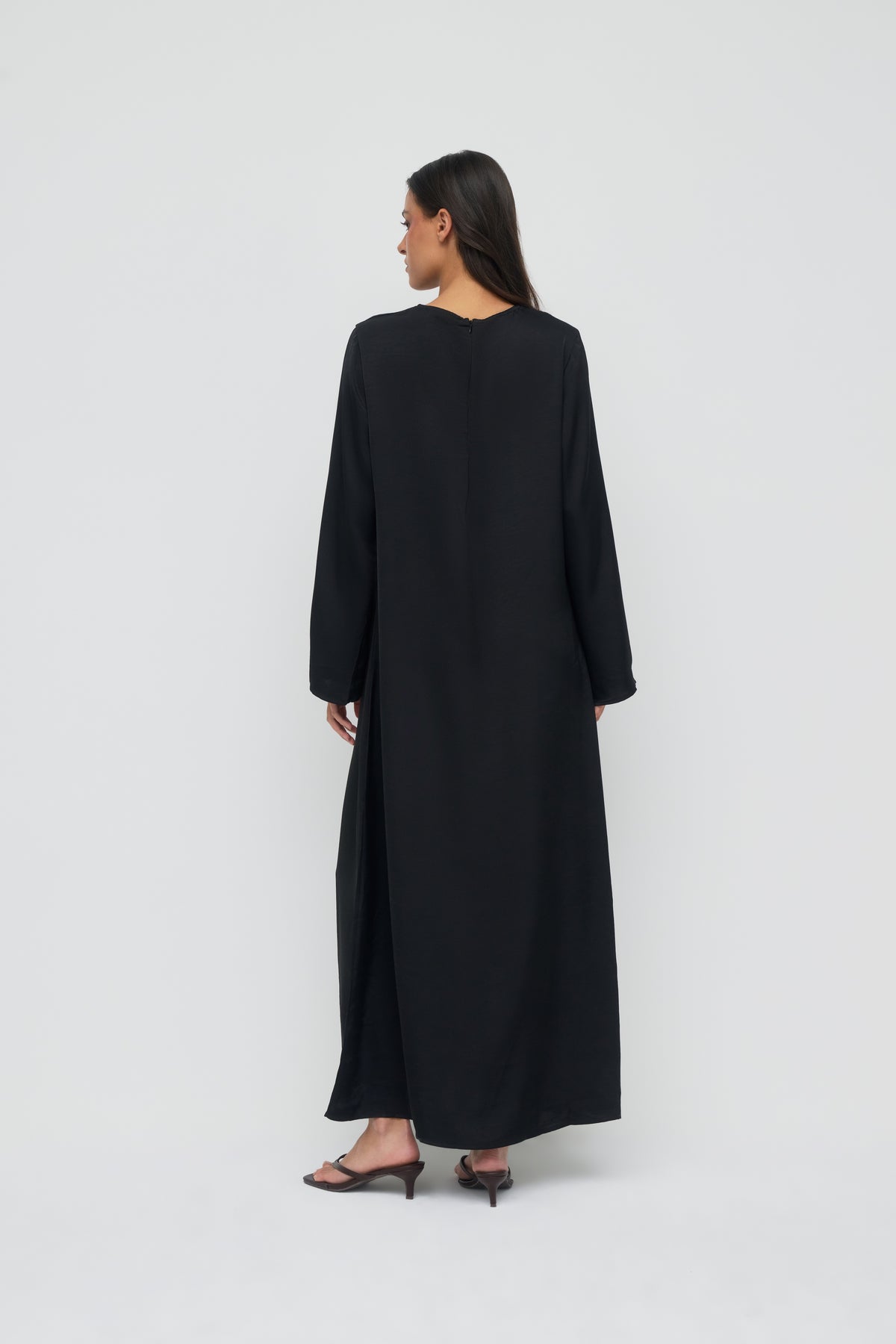 Saylor Satin Slip Dress - Black