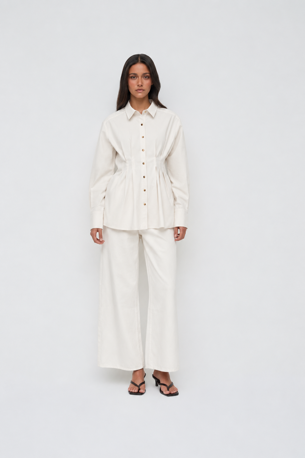 Tanya Tencel Pleat Shirt - Cotton White