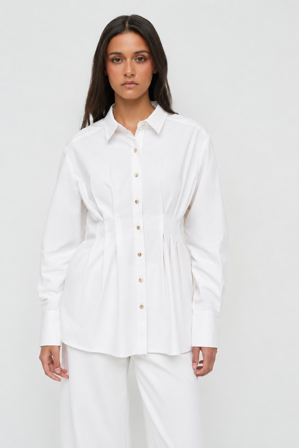 Tanya Tencel Pleat Shirt - Cotton White
