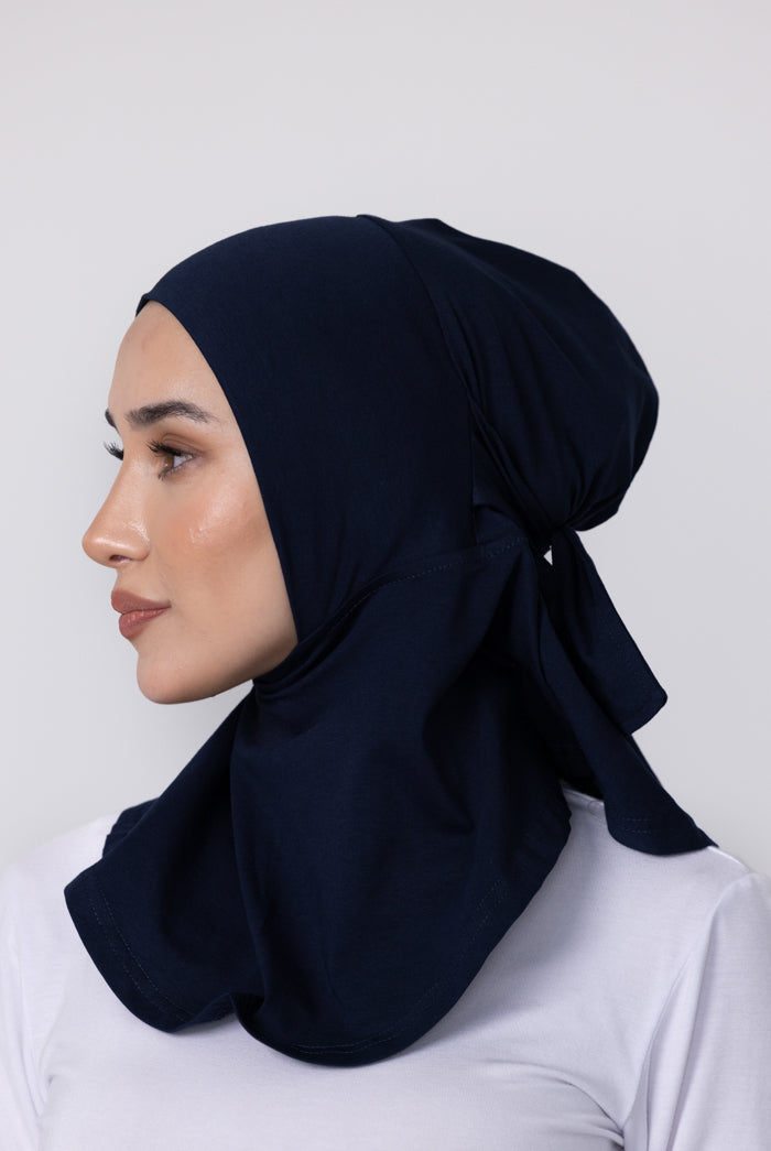 Cotton Full Coverage Tie Back Under Cap - 25 Navy